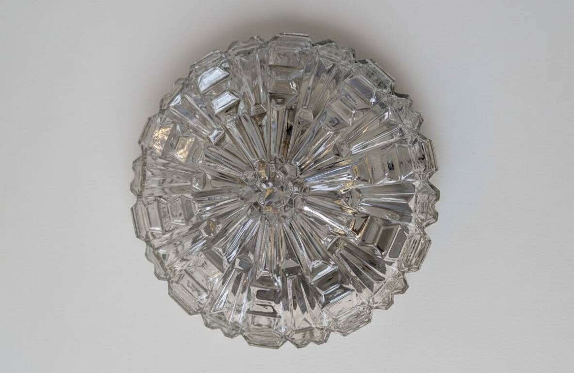 Pair of Space Age ceiling lights in sculpted glass – 1960s design