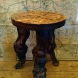 Brutalist tripod stool made from vine stock