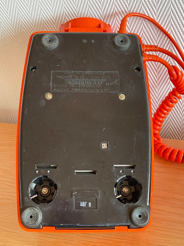 Vintage Socotel orange dial phone, 1971