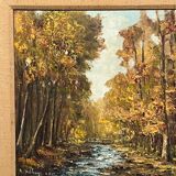 R. Delhaye. "Autumn forest landscape." Oil on canvas.