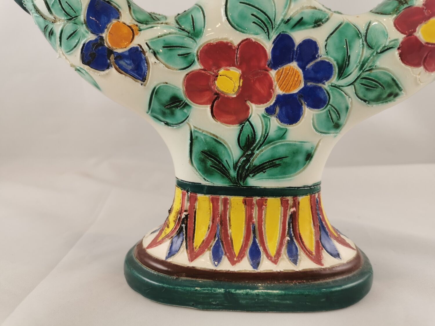 Floral ceramic candlestick, Cerart Monaco, Vintage