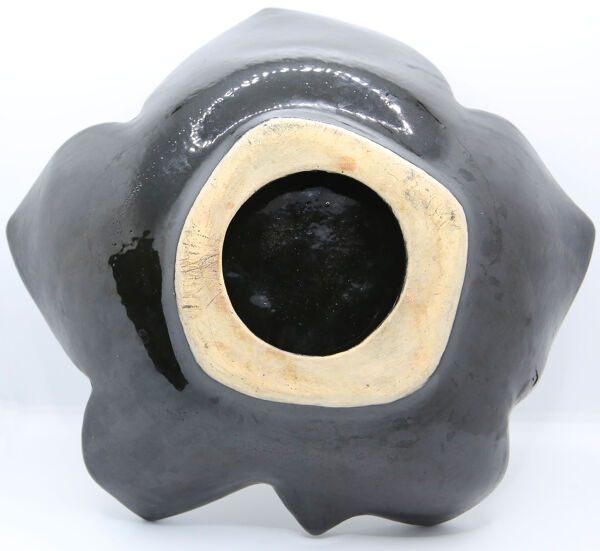 Coupe feuille vintage en barbotine multicolore dans le style Vallauris