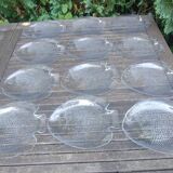 12 assiettes plates Arcoroc vintage en verre transparent figurant un poisson