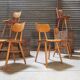 Set of 5 all-wood chairs published by Ton 1960