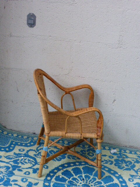 Rattan and wicker child armchair