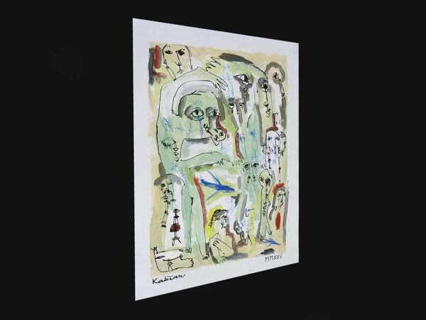 Technique mixte Art brut/Art figuratif/Art singulier signé Kabian 65X50 cm