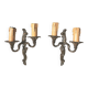 Pair of wall lights, classic style, LouisXV, gold metal, bronze or brass, candle holder effect