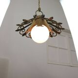 Vintage Wrought Iron Intricate Pendant Lamp, 1930s