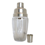 Art deco crystal and silver plated shaker