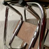 Vintage stepladder in Formica, wood and chromed metal