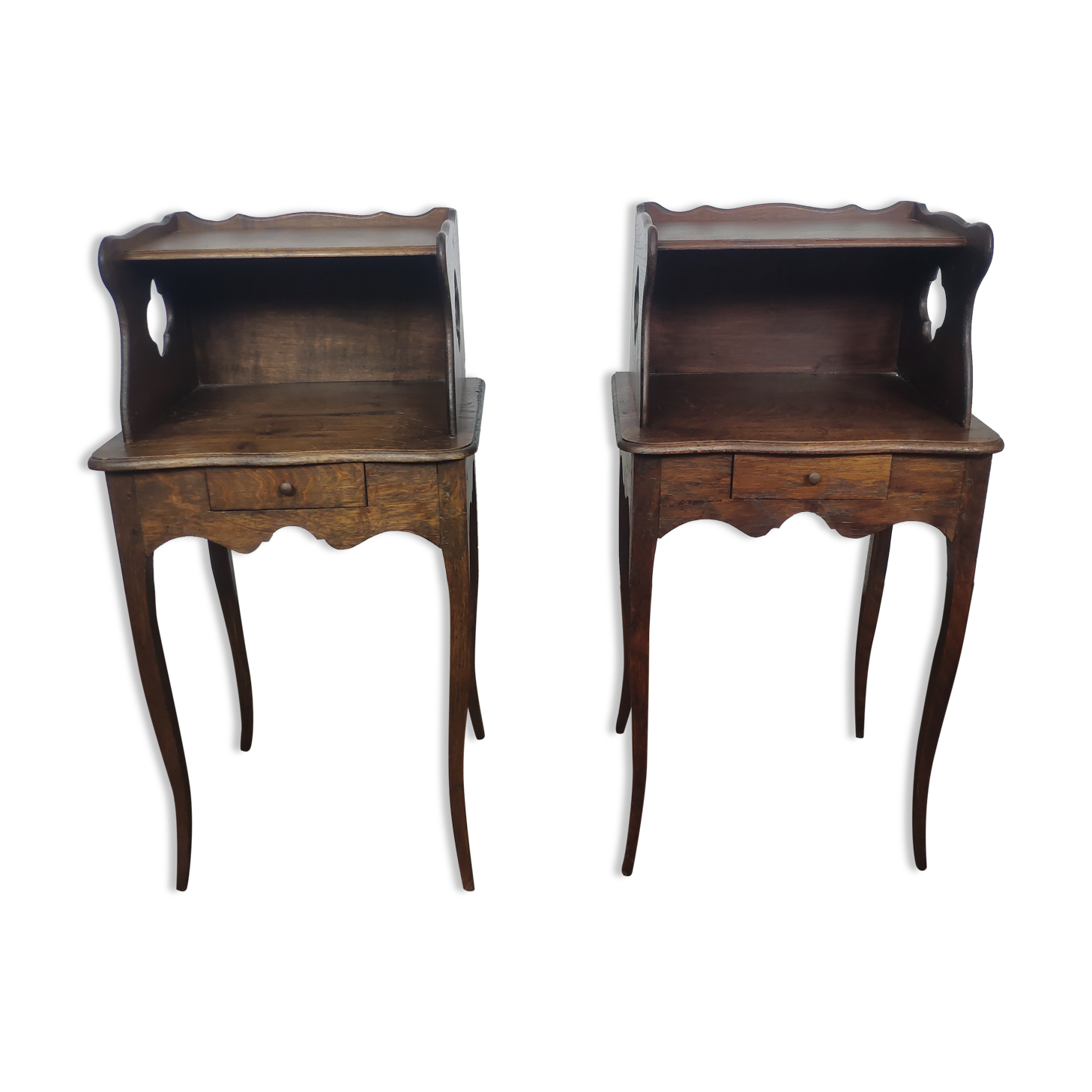 Pair of bedside in old oak