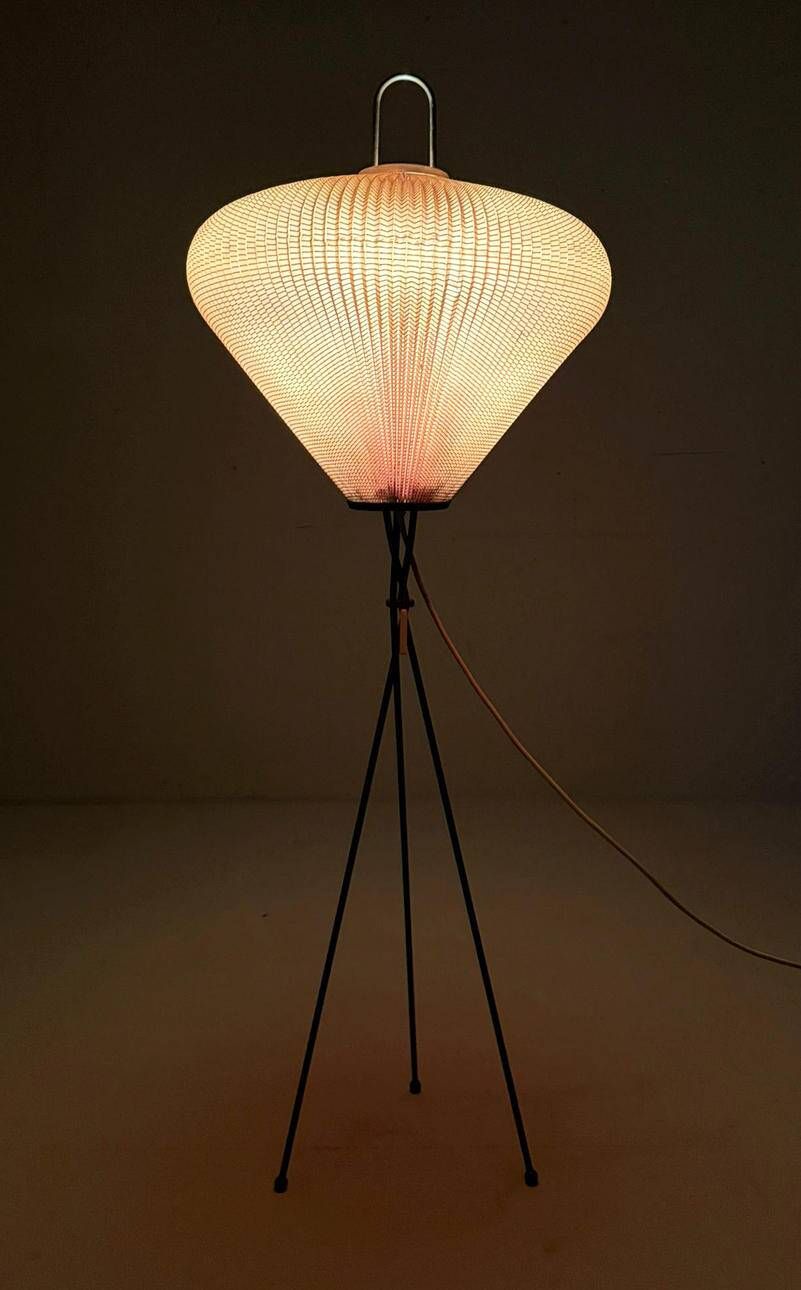 Georges Leon Rispal in style, Mid-century tripod floor lamp, France, 1970s.