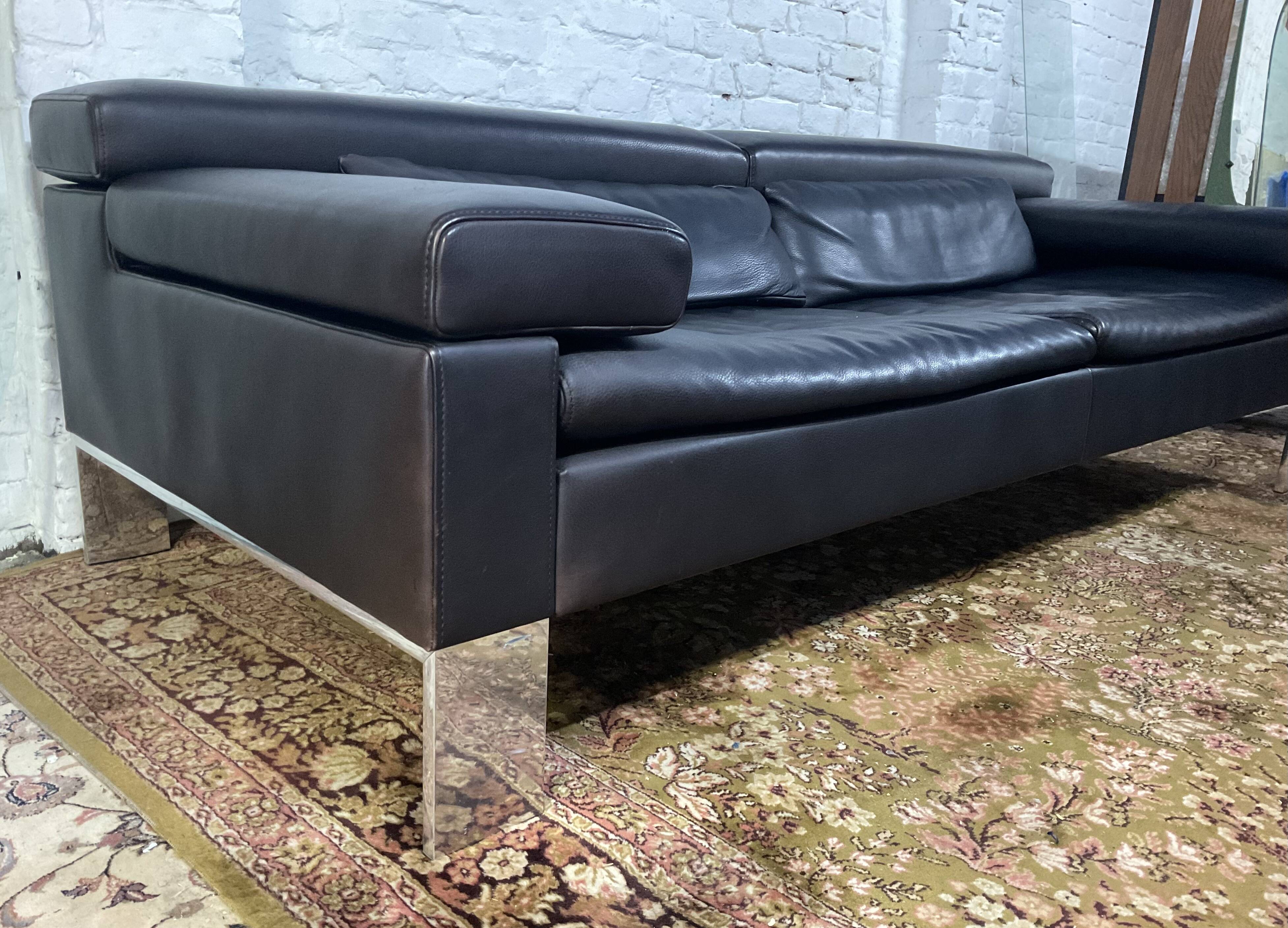 Jori designer sofa in brown leather 3 seats
