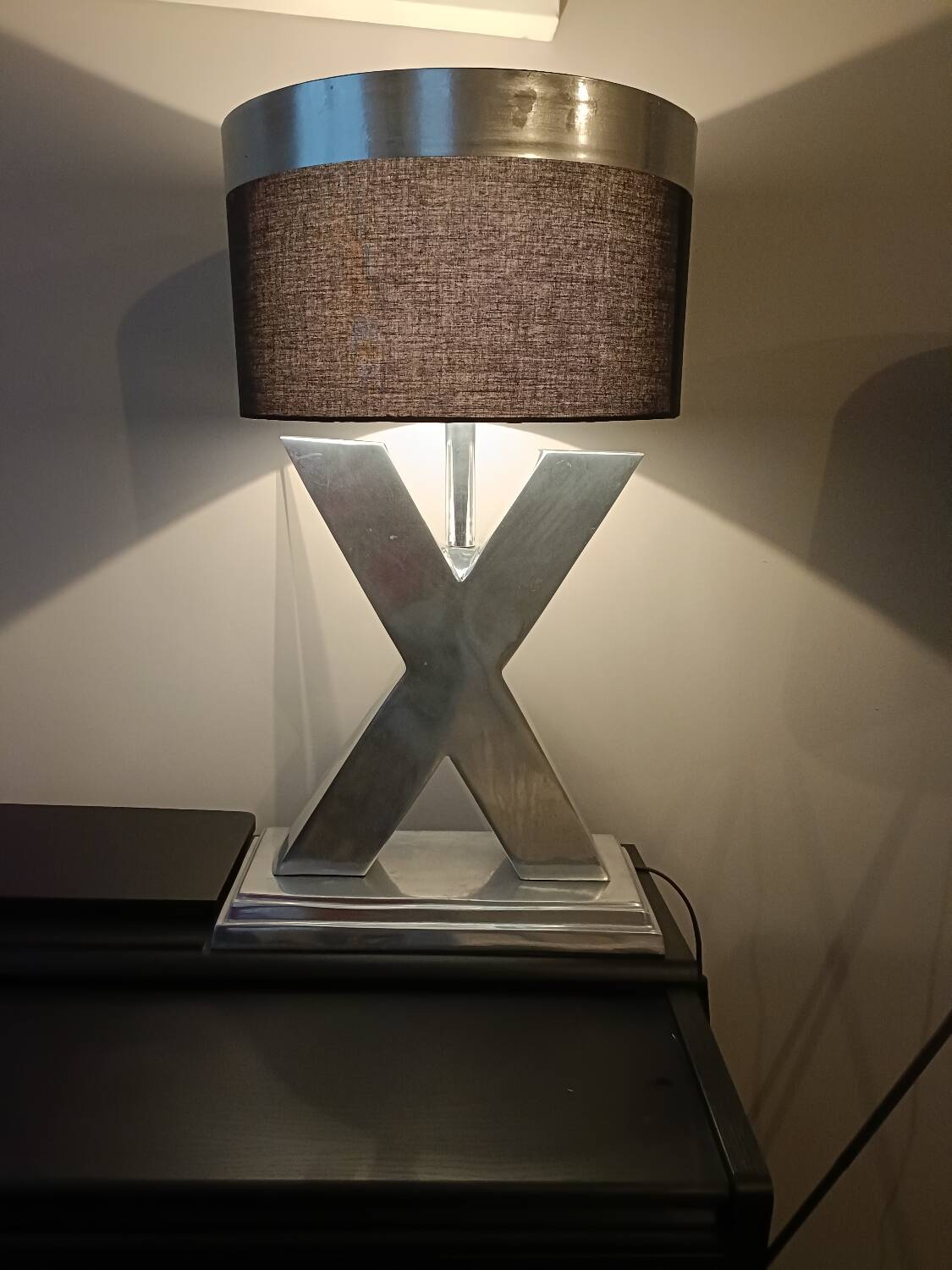 Lamp in X, cross, steel, design