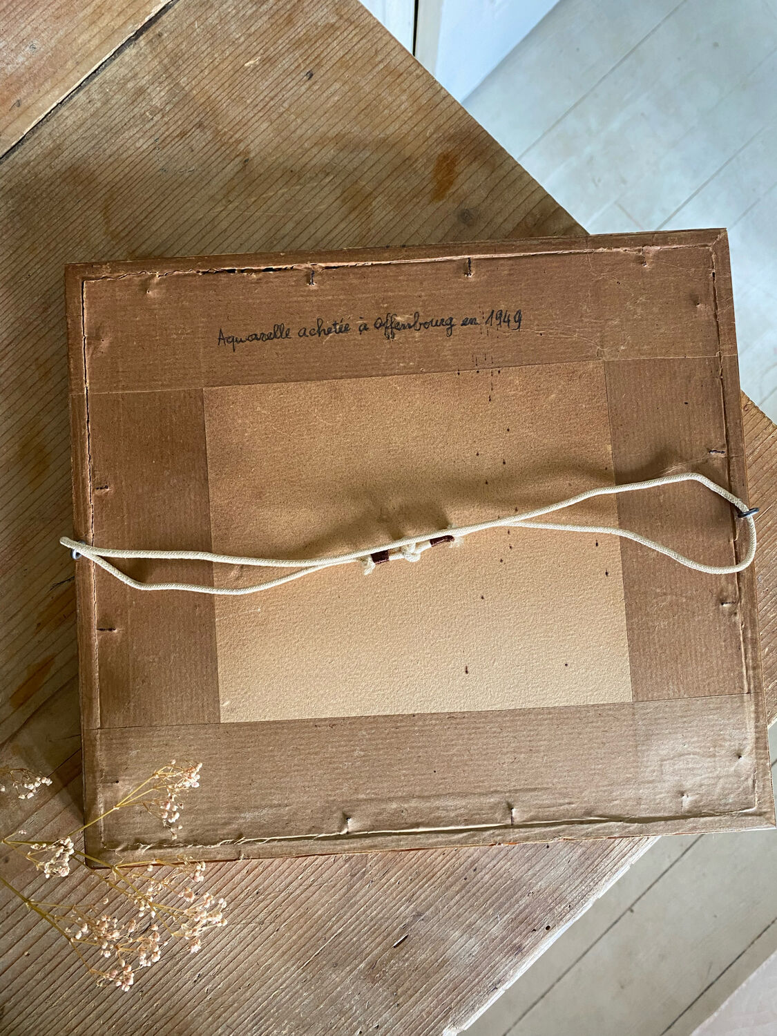 Framed watercolor landscape signed 1949