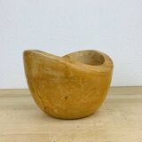Vintage brutalist wooden cup, pocket tray