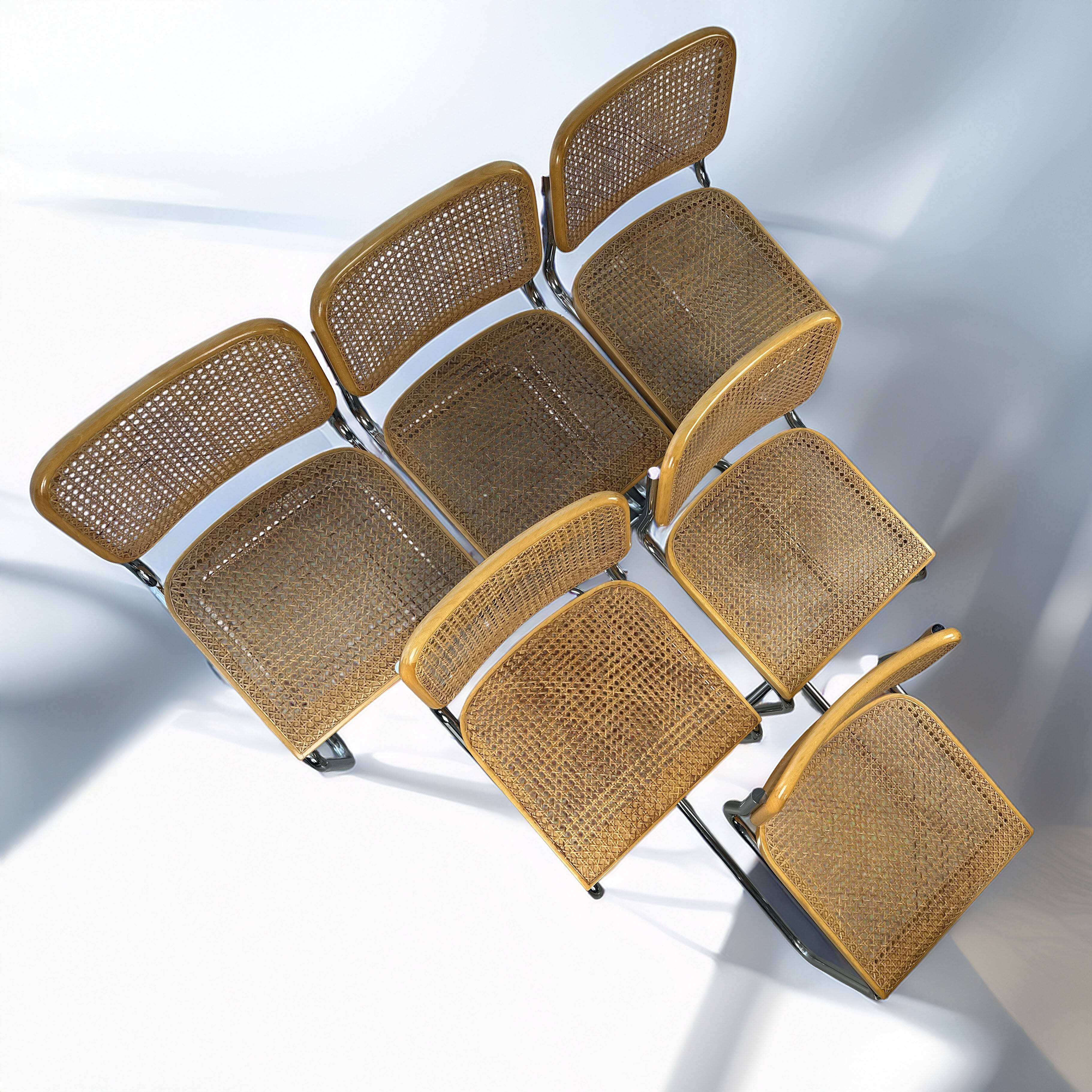 Ensemble de 6 chaises Cesca de Marcel Breuer pour Gavina, années 1960