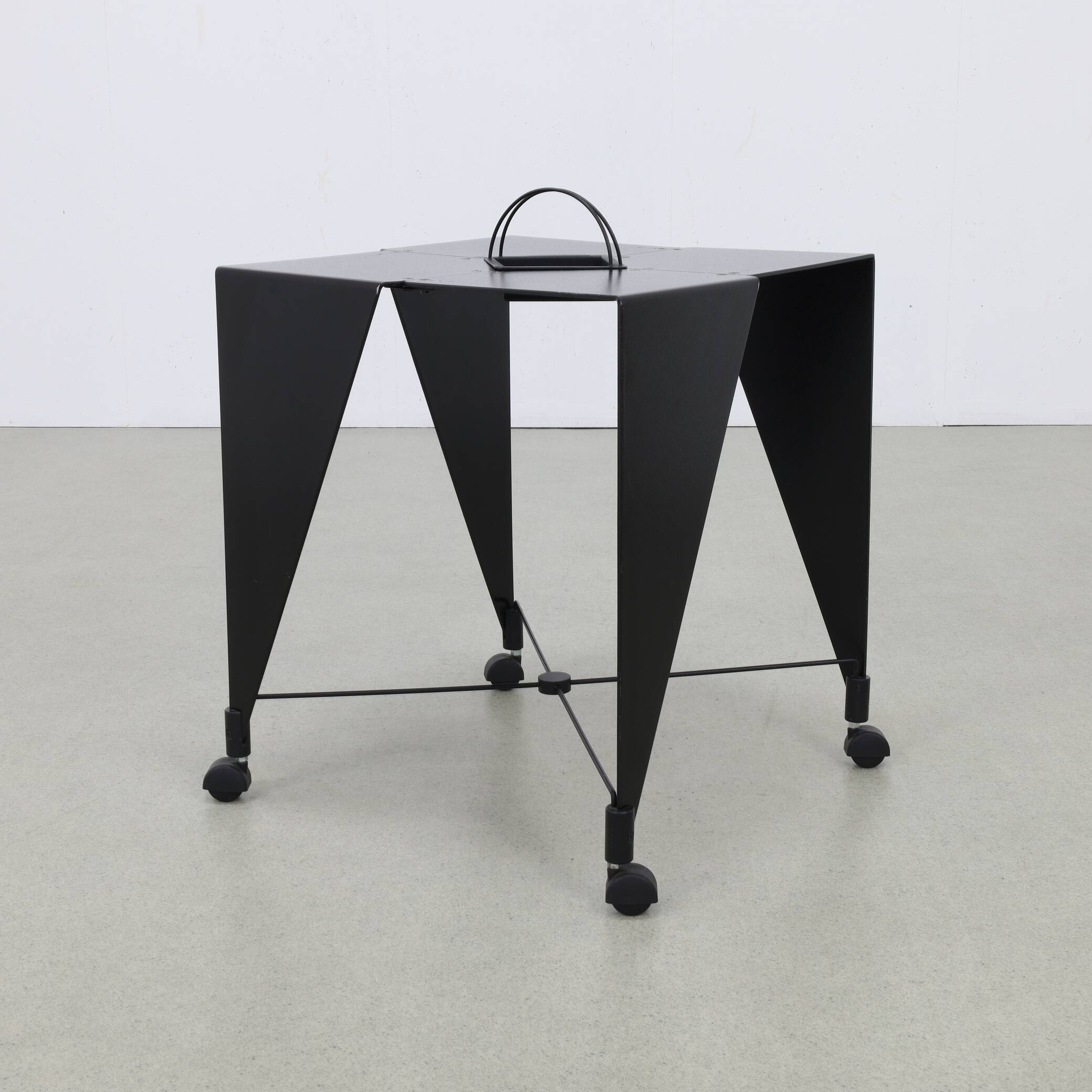 Side table on wheels Harlequin Errebi Italy, 1980s Memphis style