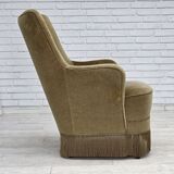 1970s, Danish highback armchair, light green furniture velour.