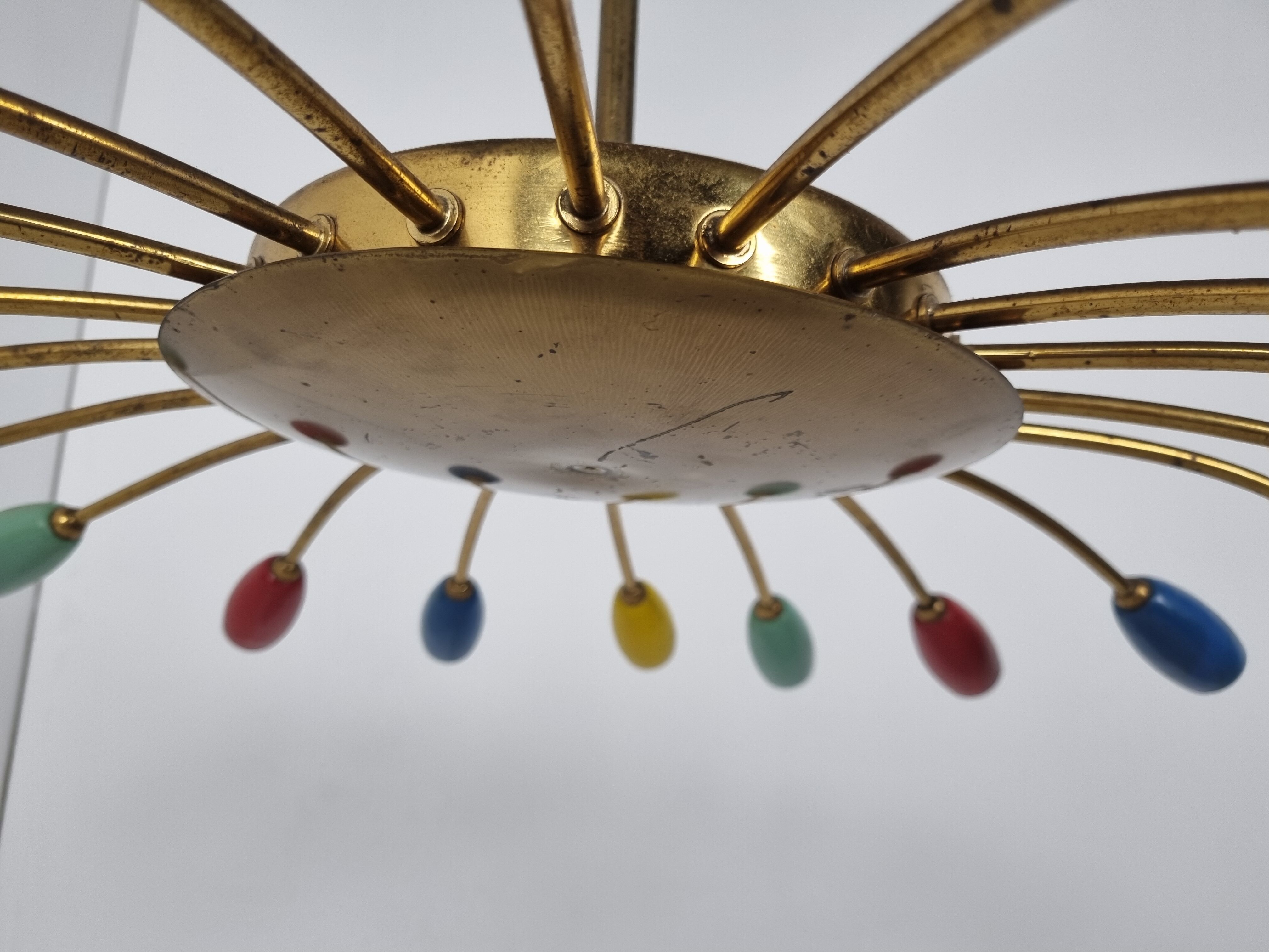 XL brass spider chandelier, 1950s