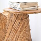 Pair of Leaf design rattan side tables