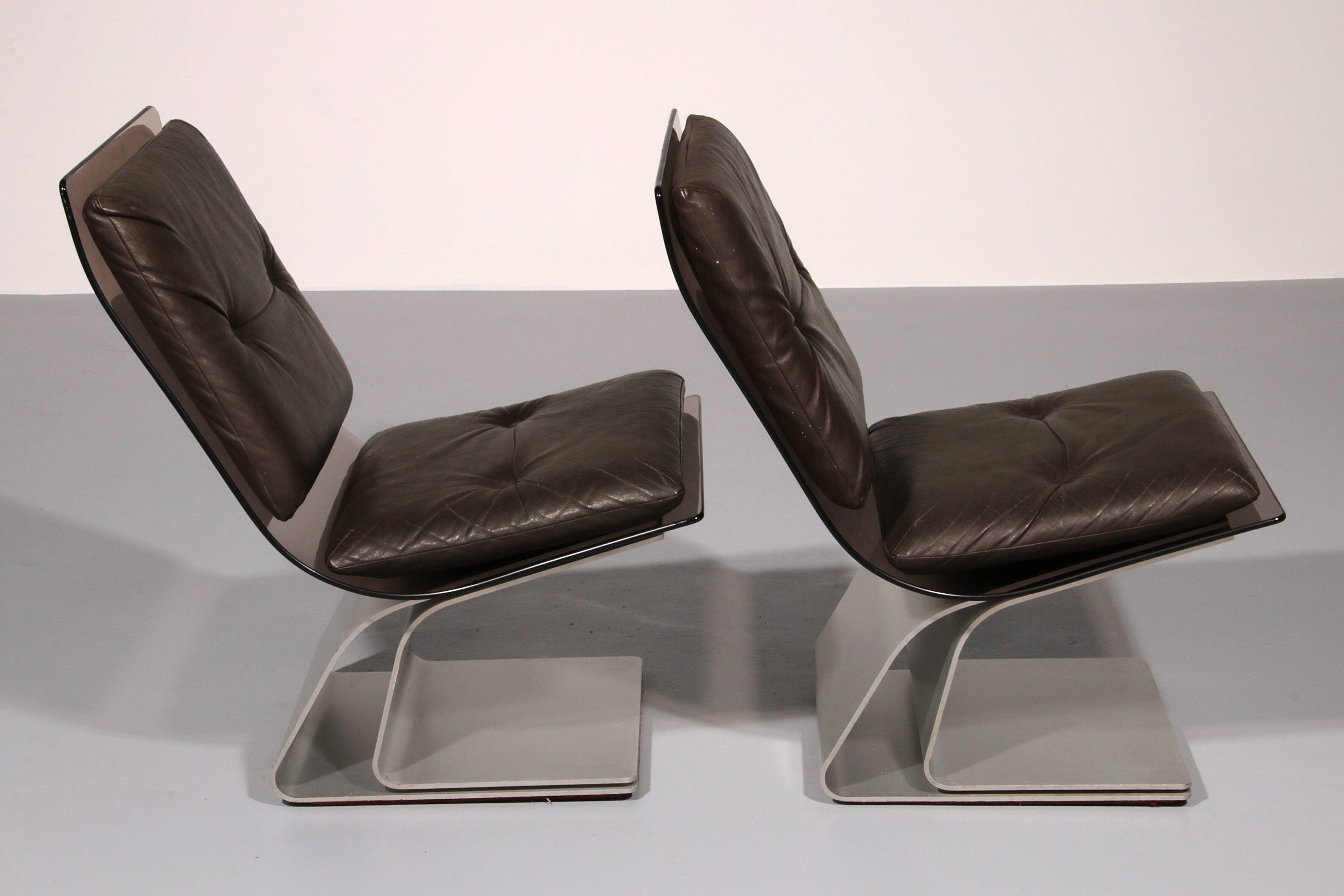 Fauteuils en verre Saint Gobain, Design Maison Jansen, 1965