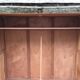 Vintage wardrobe compass feet with 3 sliding oak doors.