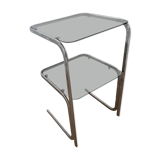 Table d’appoint en chrome et verre fumé
