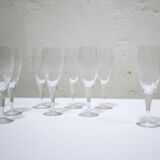 Series of 10 vintage crystal champagne flutes