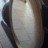 Miroir ovale biseauté bois brossé or