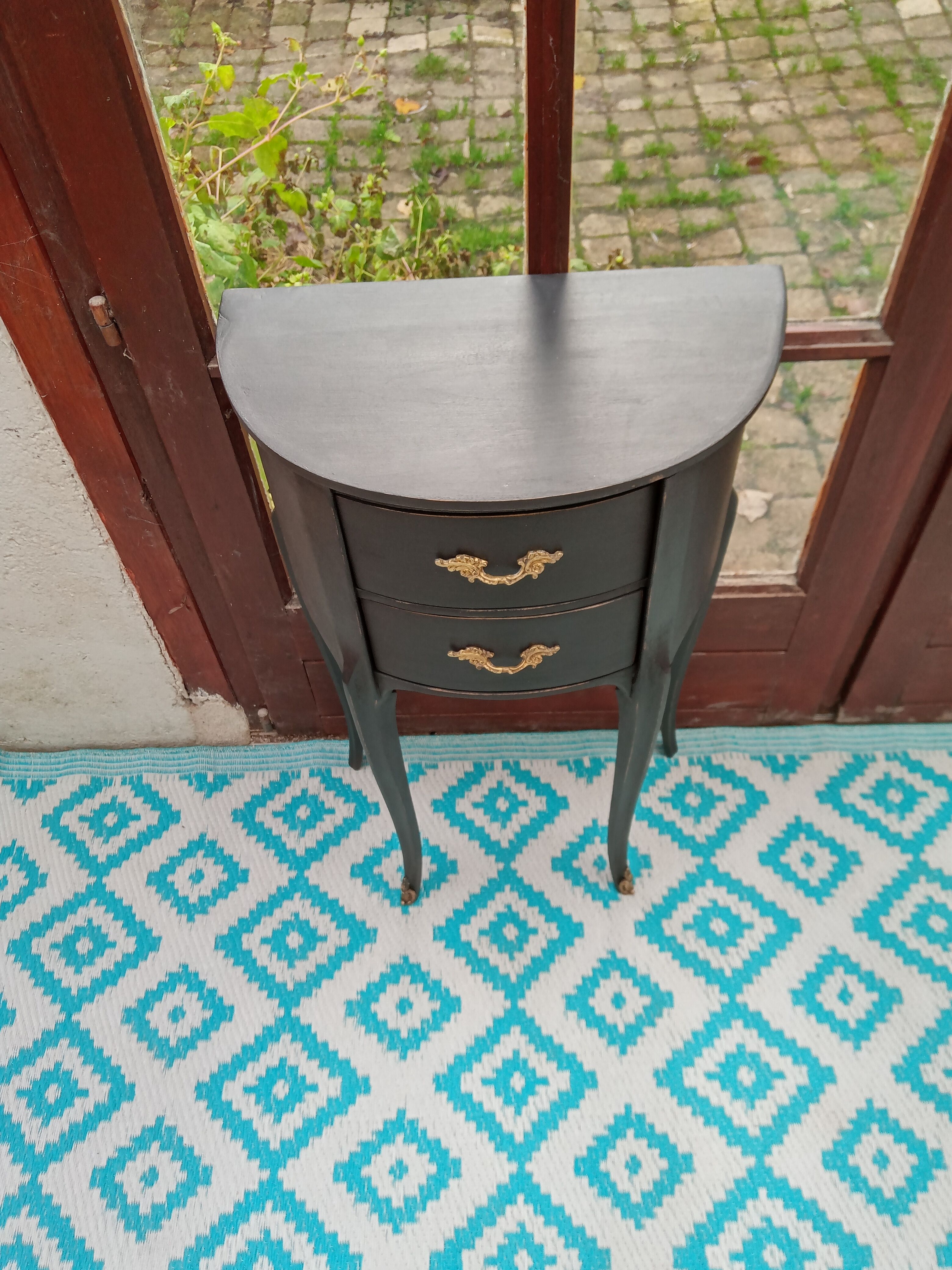 Black patina bedside table