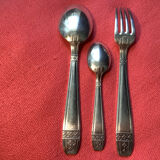 Baptism box, 3 pieces in silver metal