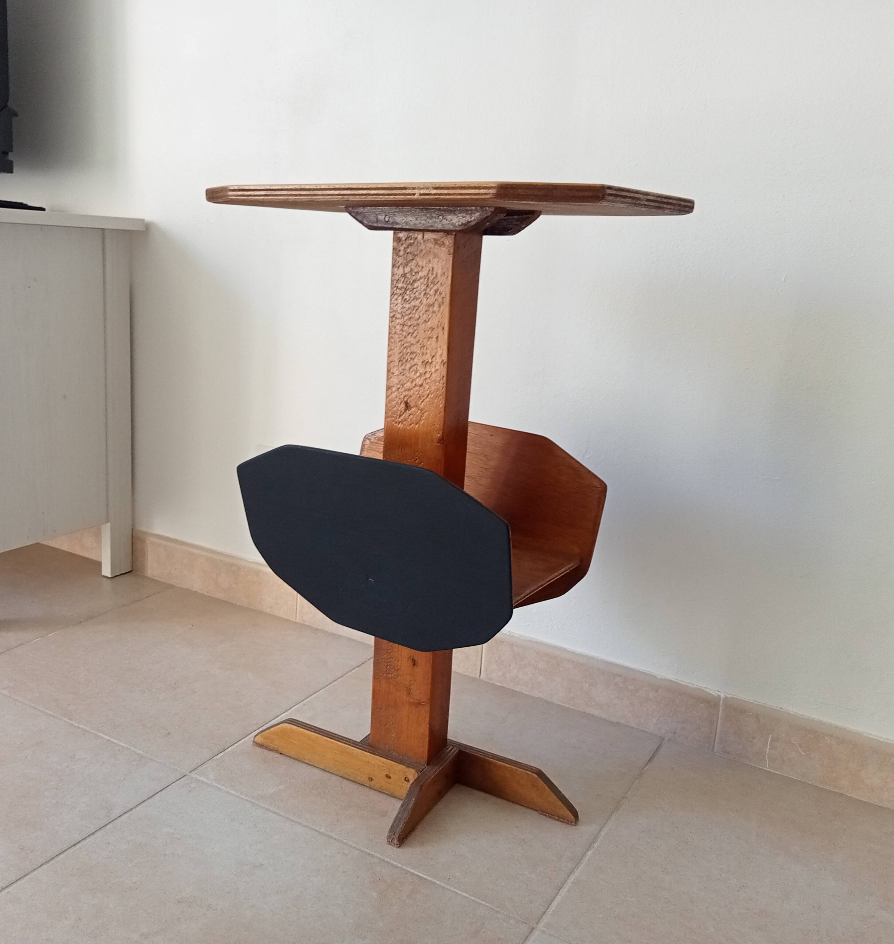 Vintage folk art magazine rack side table