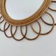 Authentic "flower" mirror in rattan and bamboo, 1960s 70s.