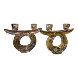 2 Vannes le Chatel crystal candlesticks