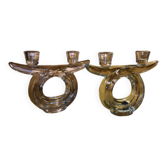2 Bougeoirs cristal de Vannes le Chatel
