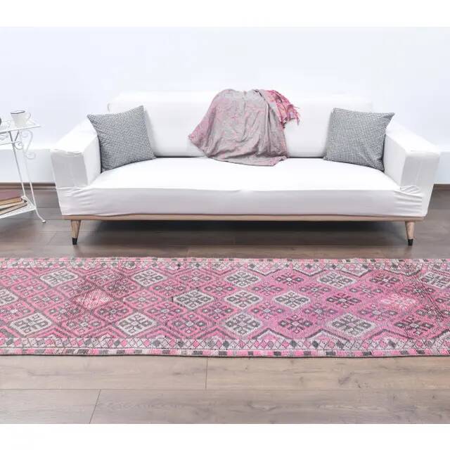 Vintage Turkish hand-knotted tribal runner 80	x378