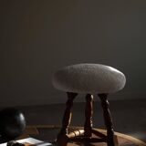 Modern Danish, a pair of tripod stools, seats reupholstered in lambswool, 1950s.