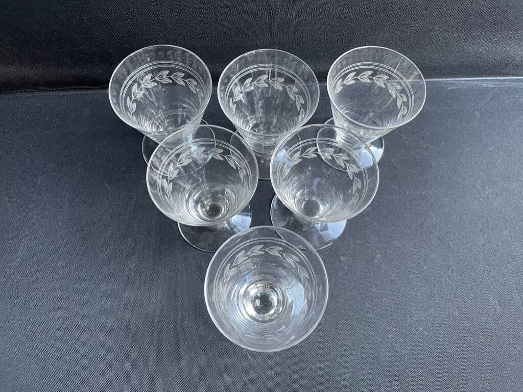 6 port glasses – guilloché crystal – art deco
