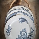 Set 4 blue mismatched plates