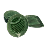 Flat earthenware asparagus set and 8 Sarreguemines plates