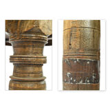 Carved and studded wooden table