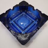 Vintage blue glass ashtray from the 80s