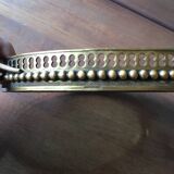 Bronze, brass and embroidery serving tray made in France