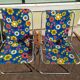Lot de 4 chaise de camping pliante vintage bleu fleur
