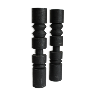 Set of two totem candlesticks, 1980s