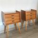 Paire de chevets pieds compas vintage années 60