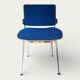 Pair of Marcom chairs in electric blue fabric, teak and chrome metal, 1970.