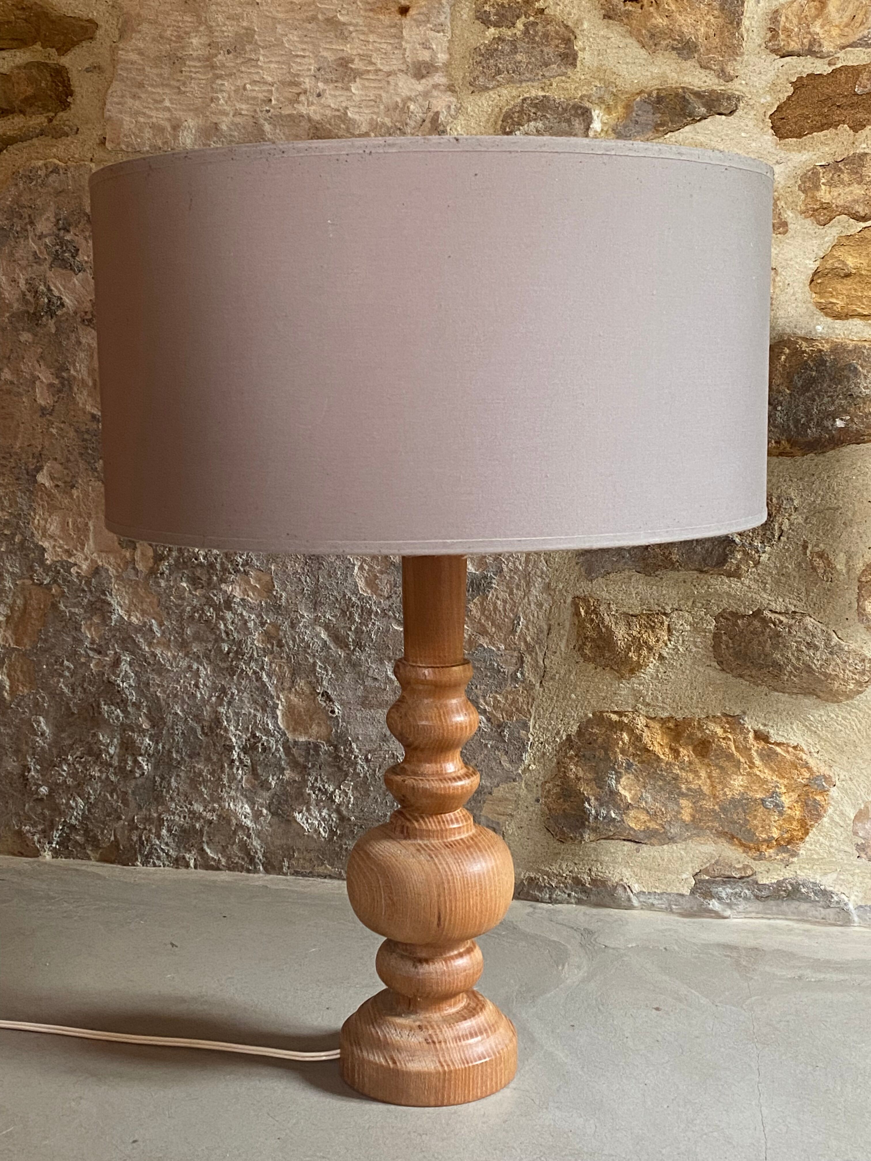 Wooden lamp foot turned vintage 1970