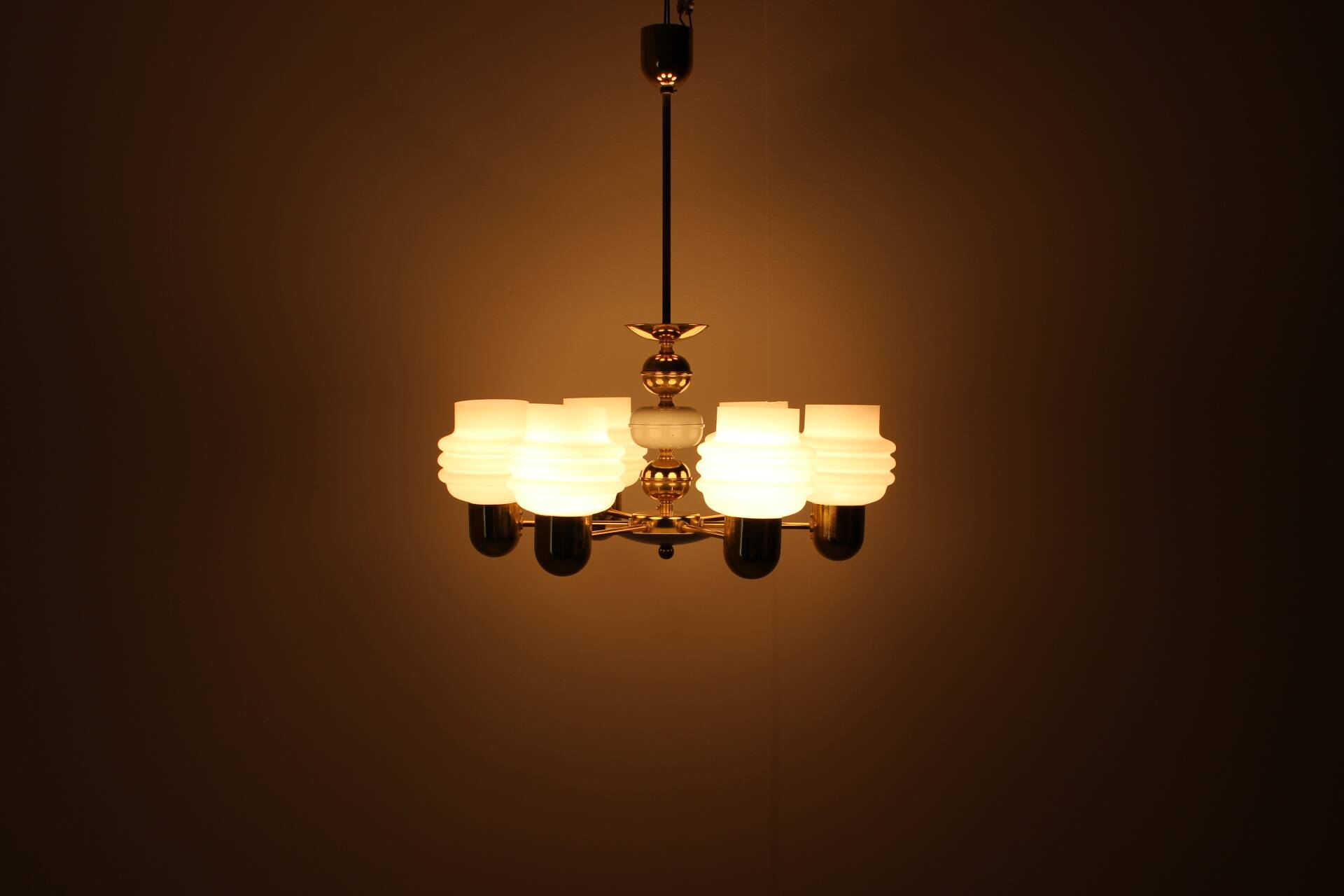 Golden Chandelier by Kamenicky Senov, 1970s, Czechoslovakia